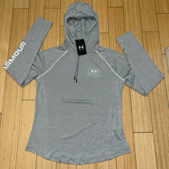 Under Armour Tops - Under Armour Light Gray Velocity Hoodie